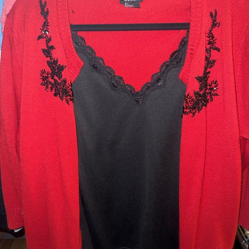 Black and Red Lace top